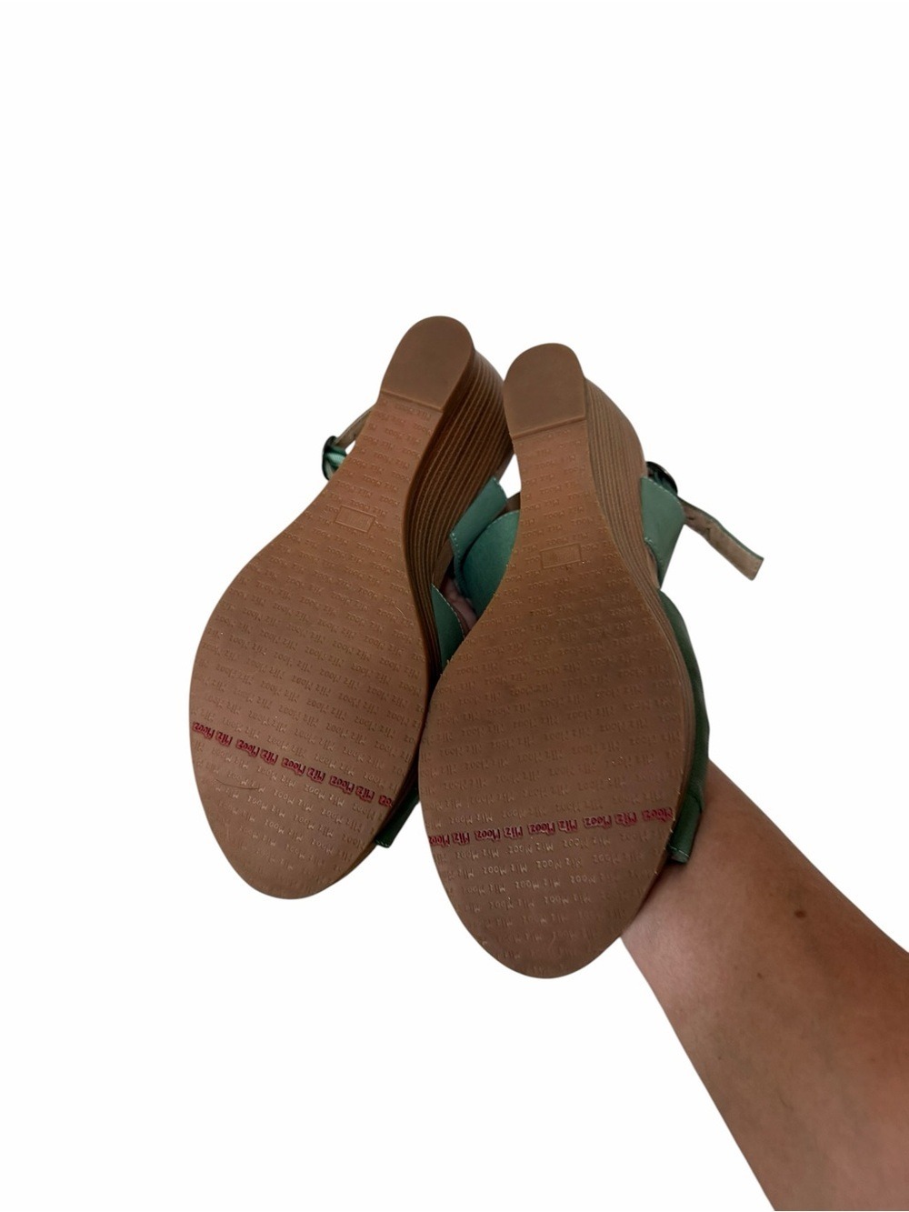 Miz Mooz Ruthy Green Leather Wedge Sandals Women's Comfort Ankle Strap Size 9.5 - Picture 5 of 10